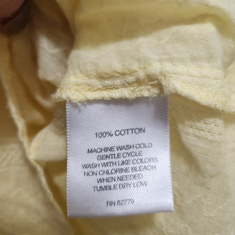 Rebecca Malone Buttery Yellow Cotton Popover Blouse Embroidered Trim Size XL - Picture 6 of 6